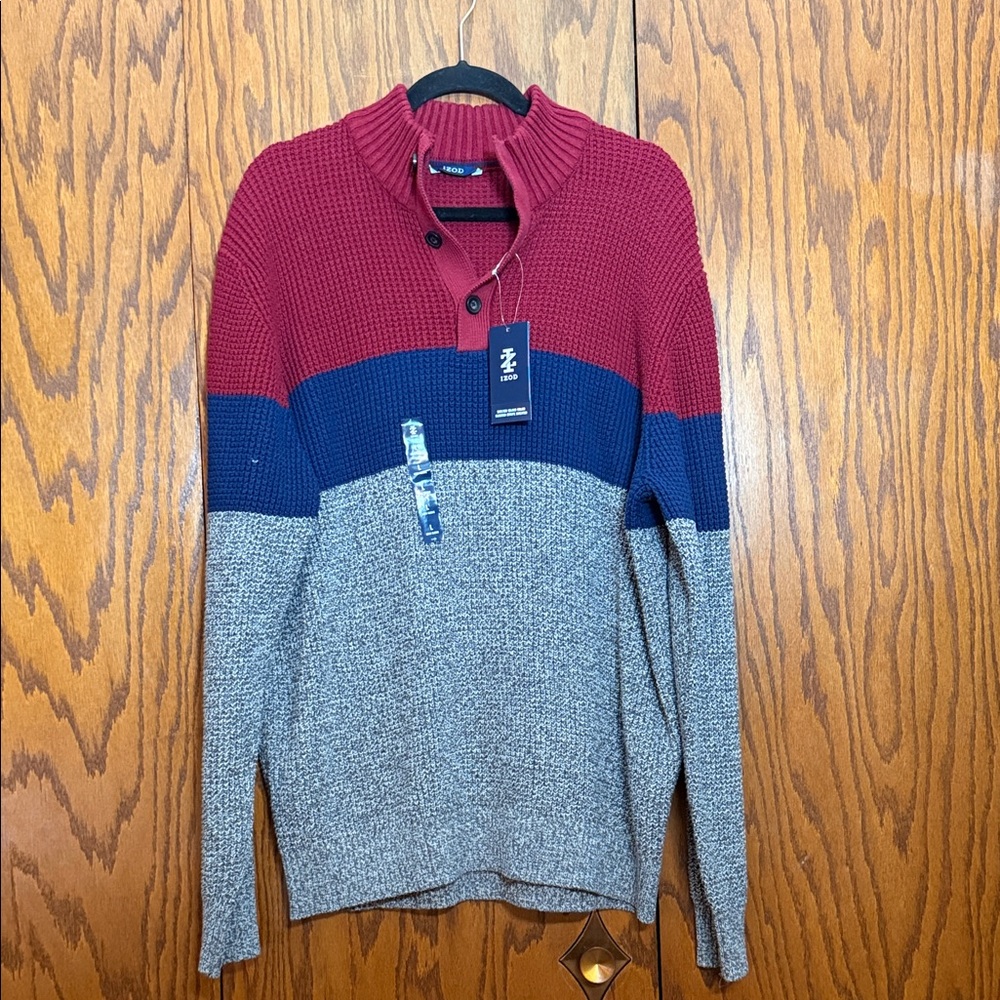 IZOD Men’s Colorblock Henley Sweater NWT Size Large